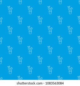 Big cactus pattern vector seamless blue repeat for any use