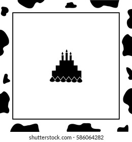 Big cake Happy Birthday  Vector Icon. 