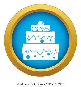 Big cake icon blue vector isolated on white background for any design