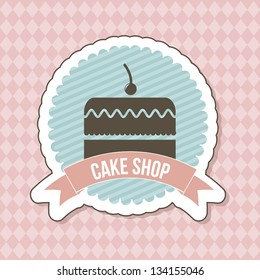 big cake icon over label background. vector illustration