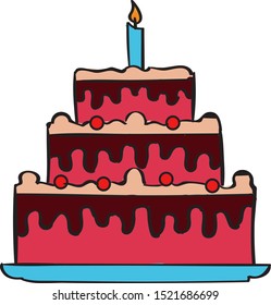 Big cake, illustration, vector on white background.