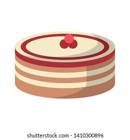 Big cake with red fruits cartoon vector illustration graphic design