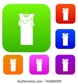 Big candle set icon color in flat style isolated on white. Collection sings vector illustration