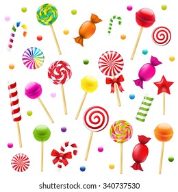 Big Candy Set With Gradient Mesh, Vector Illustration