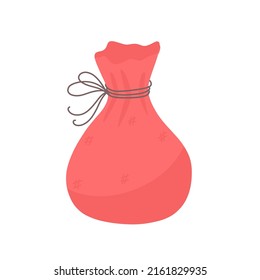 Big canvas sack isolated on white backdrop vector illustration in flat style.