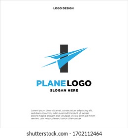 big capital letter I slashed with a paper airplane. aeromode logo vector.