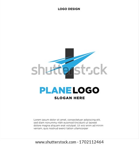 big capital letter I slashed with a paper airplane. aeromode logo vector.