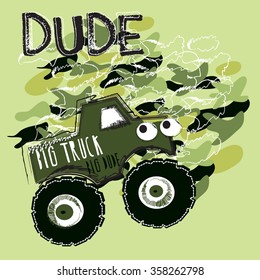 big car for boys, T-shirt design vector illustration