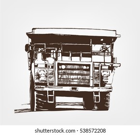 Big car. Large Industrial Mining Dump Truck. Sketch gigant machine