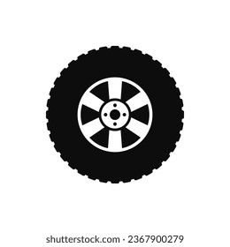 Big car wheel. Vector on white empty background. 