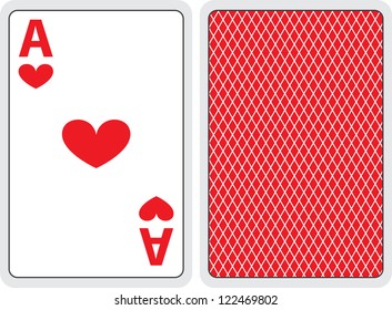 Big card of ace heart on white background
