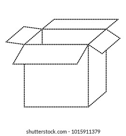 big cardboard box opened in black dotted contour