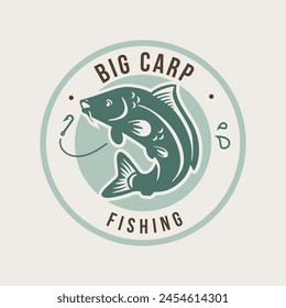 Big Carp fishing vector logo design illustrated carp in green and brown colors