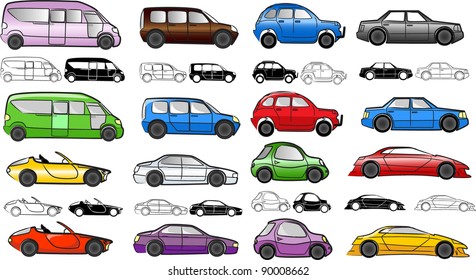 Big cars collection - vector