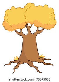 Big Cartoon Autumn Tree
