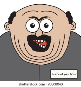 Big cartoon boss. Funny illustration. Fully editable vector with room for your own text.