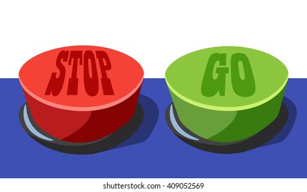 big cartoon buttons stop and go