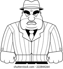 A big cartoon mobster in a suit.