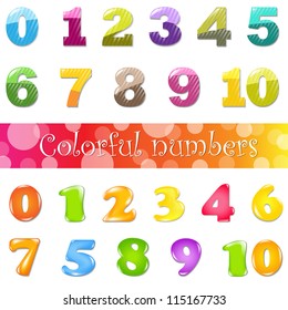 Big Cartoon Numbers Set, Isolated On White Background, Vector Illustration