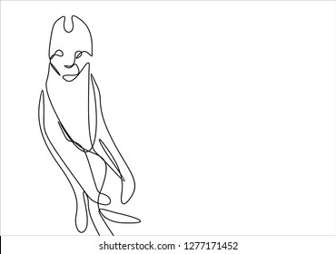 Big cat. Continuous line