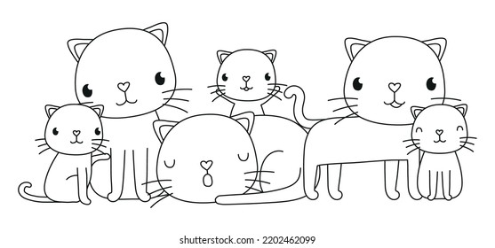 Big cat family vector illustration