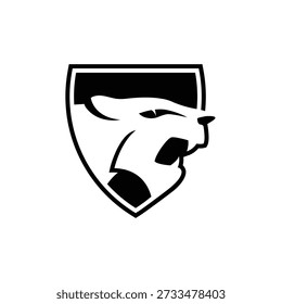 Cabeza de gato grande en Vector con logotipo de escudo