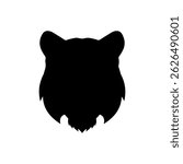 Big cat head silhouette vector flat illustration design.
