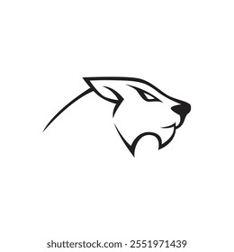 big cat head tiger lion seen from the side logo vector