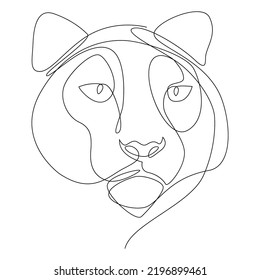 Big cat muzzle drawn in one line