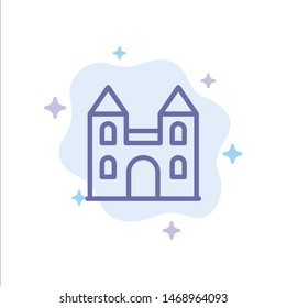 Big, Cathedral, Church, Cross Blue Icon on Abstract Cloud Background. Vector Icon Template background