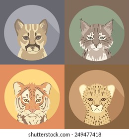 Big cats, flat icons