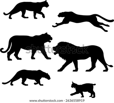 Big Cats Silhouette Vector Set - Wild Felines Collection