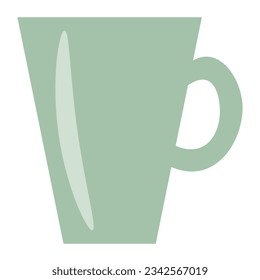 Big ceramic green cup for tea or coffee, vector