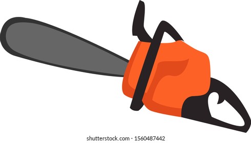 Big chainsaw, illustration, vector on white background.