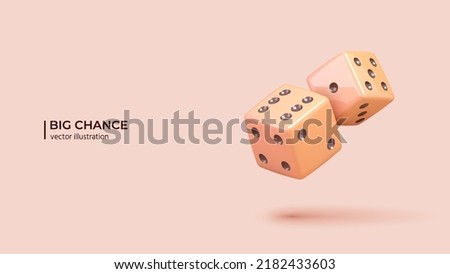 Big Chance concept. Realistic 3d design of cubes with random numbers of black dots or pips and rounded edges in cartoon minimal style. Vector illustration