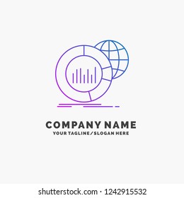 Big, chart, data, world, infographic Purple Business Logo Template. Place for Tagline