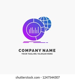 Big, chart, data, world, infographic Purple Business Logo Template. Place for Tagline.