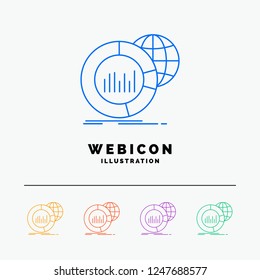 Big, chart, data, world, infographic 5 Color Line Web Icon Template isolated on white. Vector illustration