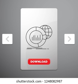 Big, chart, data, world, infographic Line Icon in Carousal Pagination Slider Design and Red Download Button