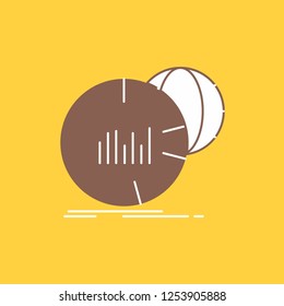 Big, chart, data, world, infographic Flat Line Filled Icon. Beautiful Logo button over yellow background for UI and UX, website or mobile application