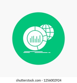 Big, chart, data, world, infographic White Glyph Icon in Circle. Vector Button illustration