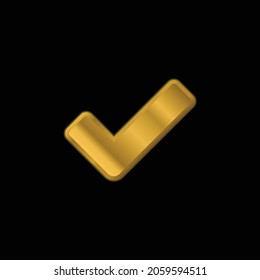 Big Check Mark gold plated metalic icon or logo vector