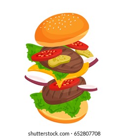 Big Cheeseburger. Good for menu design. Vector illustration