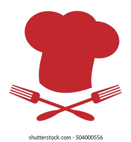 Big chef hat. Foods Service icon. Menu card. Simple flat vector illustration, EPS 10.