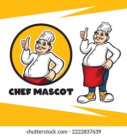 big chef mascot is a mascot of chef who has fat body
