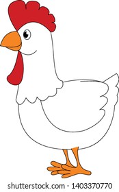 A big chicken in red and white colour , vector, color drawing or illustration.
