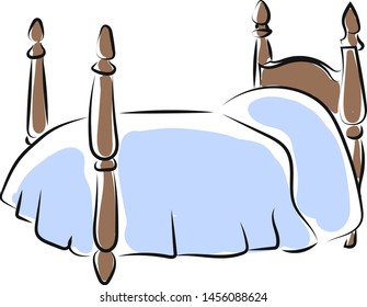 Big childrens bed, illustration, vector on white background.
