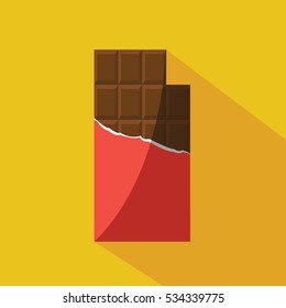 a big Chocolate illustration isolated in a yellow background

