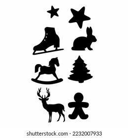 Big Christmas collection in black and white style with traditional Christmas and New Year elements