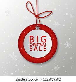 Gran etiqueta de precio de papel circular de vectores de Navidad realista. Etiquetas de precios de venta.